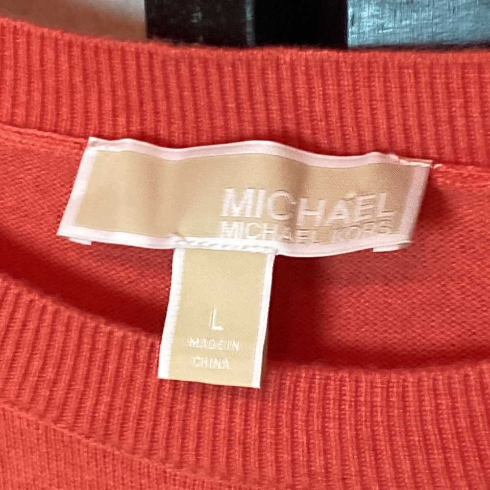 Fab!!! MICHAEL KORS Large Coral Flared Sleeve Light Sweater Shirt NICE - Picture 6 of 10
